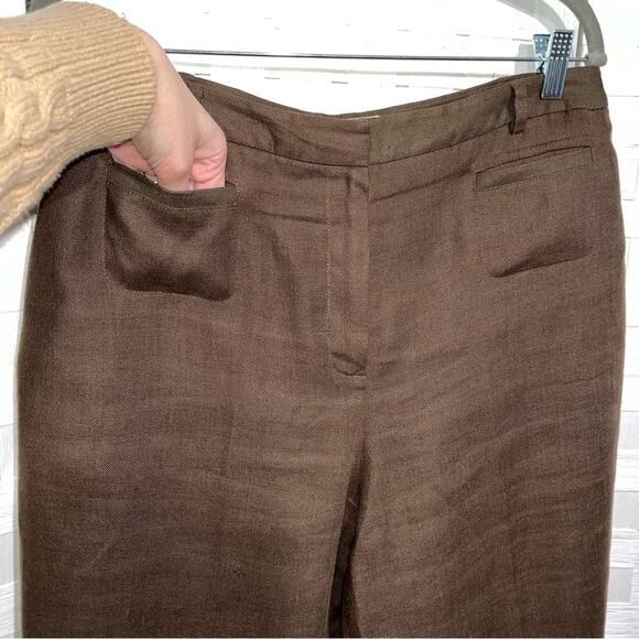 Talbots Women's Pure Irish Linen Striaght Leg Trousers Size 14 Boho Lagenlook - Picture 2 of 9